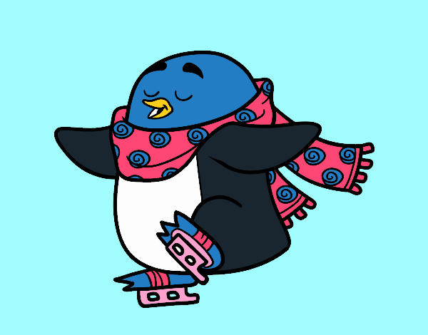 Pinguino pattinaggio su ghiaccio