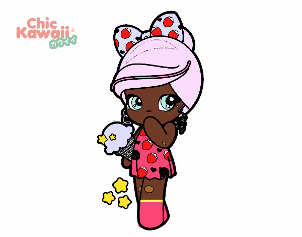 Bambina Kawaii con il gelato