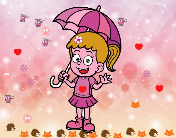 Una ragazza con un ombrello