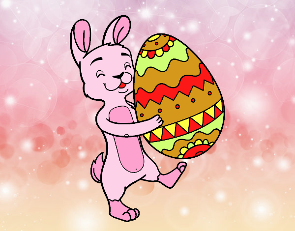 Coniglio con enorme uovo di Pasqua