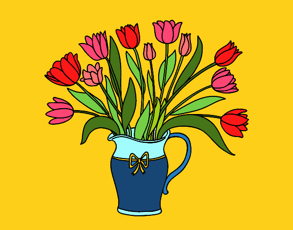 vaso con tulipani