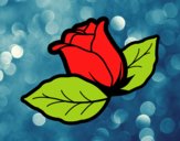 Rosa con foglie