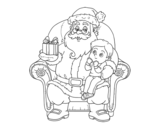 Disegno di Babbo Natale e bambino di Natale  da colorare