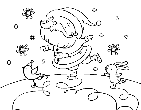 Disegno di Babbo Natale pattinatrice da Colorare