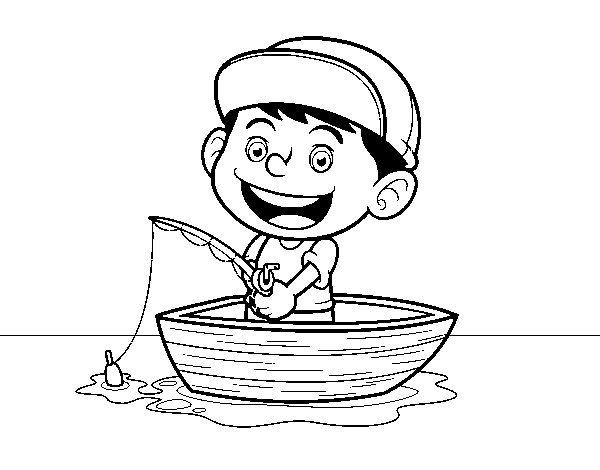 Disegno di Bambino pesca da Colorare