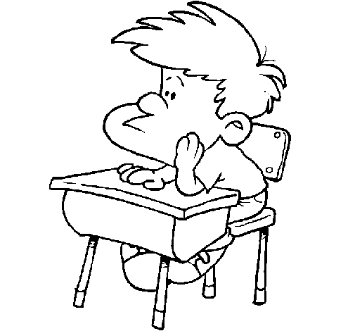 Disegno di Bambino sul suo banco  da Colorare