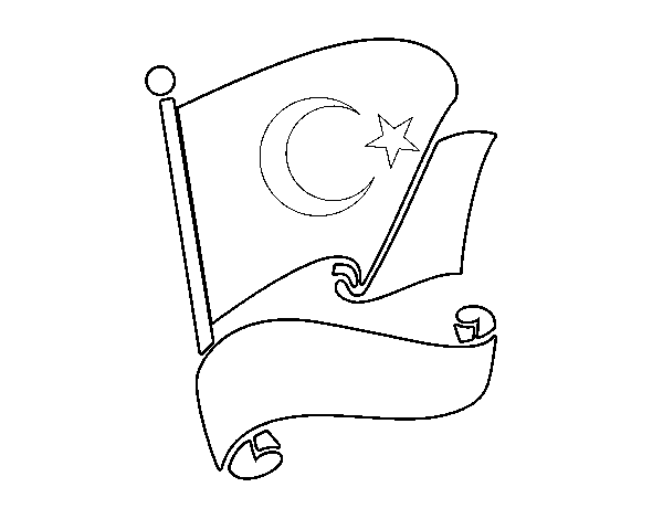Disegno di Bandiera della Turchia da Colorare