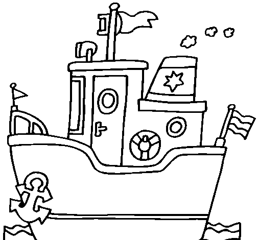 Disegno di Barca con ancora  da Colorare