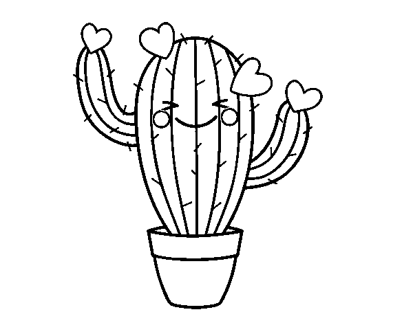 Disegno di Cactus cuore da Colorare