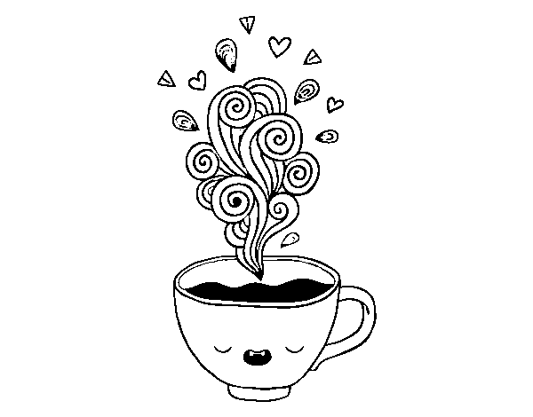 Disegno di  Caffè kawaii da Colorare