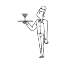Dibujo de Cameriere con cocktail