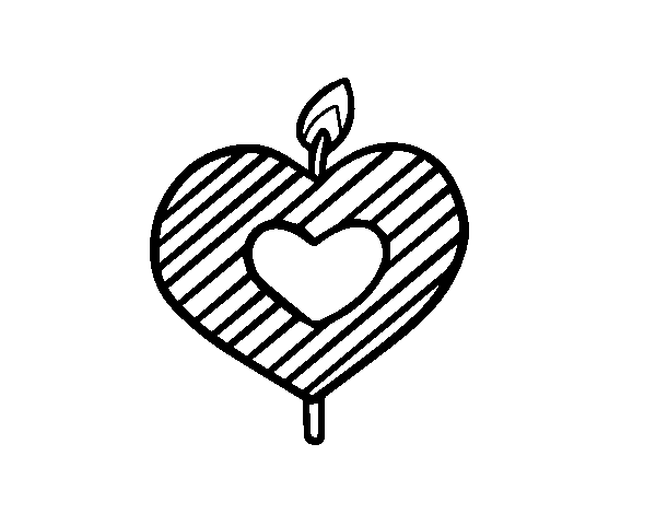 Disegno di Candela a forma di cuore da Colorare