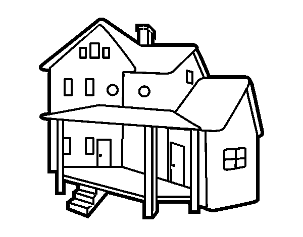 Disegno di Casa con portico da Colorare