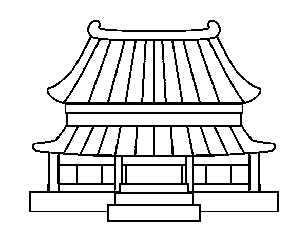 Disegno di Casa tradizionale chinese da Colorare