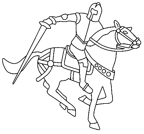 Disegno di Cavaliere a cavallo IV da Colorare