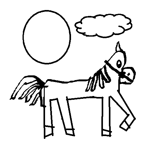Disegno di Cavallo con zampa sollevata da Colorare