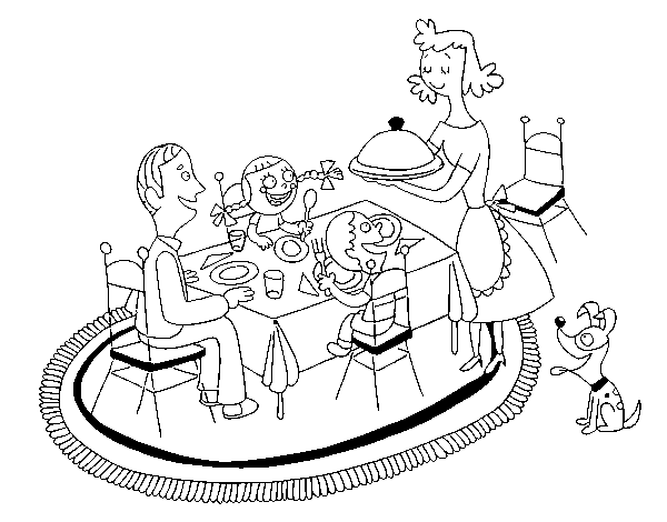Disegno di Cena in famiglia da Colorare