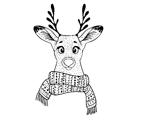 Disegno di Cervo con sciarpa da Colorare