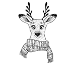 Disegno di Cervo con sciarpa da colorare