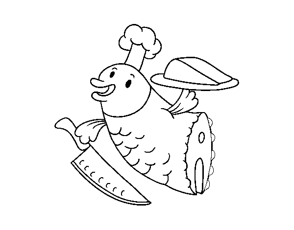 Disegno di Chef Pesce da Colorare