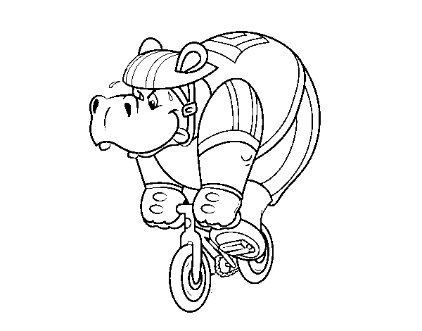 Disegno di Ciclista ippopotamo da Colorare