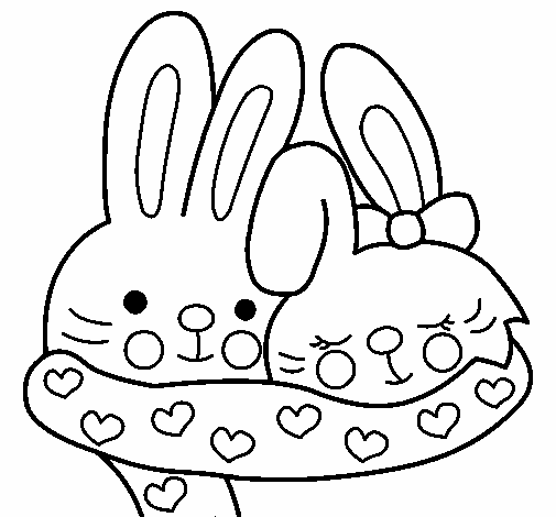 Disegno di Conigli innamorati da Colorare