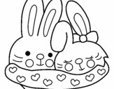 Disegno di Conigli innamorati da colorare
