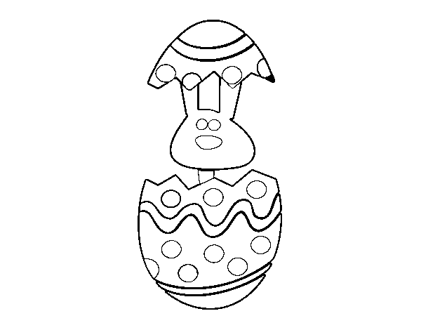 Disegno di Coniglietto in un uovo di Pasqua da Colorare
