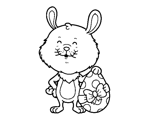 Disegno di Coniglio con il regalo di Pasqua da Colorare