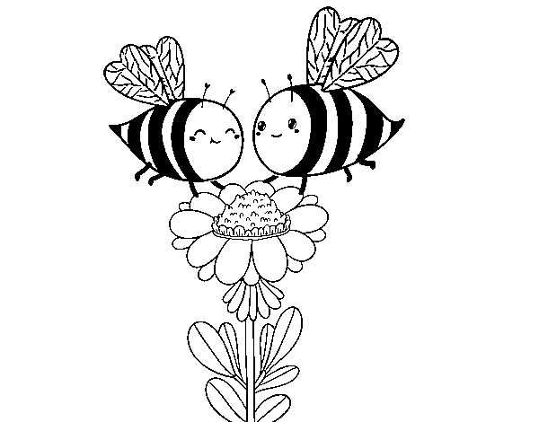 Disegno di Coppia di api da Colorare