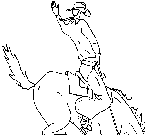 Disegno di Cowboy a cavallo  da Colorare