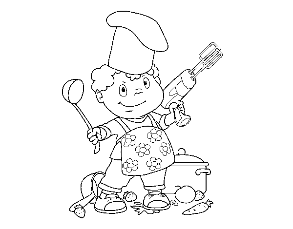 Disegno di Cuoco bambino da Colorare