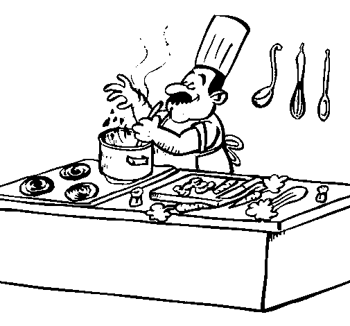 Disegno di Cuoco in cucina  da Colorare