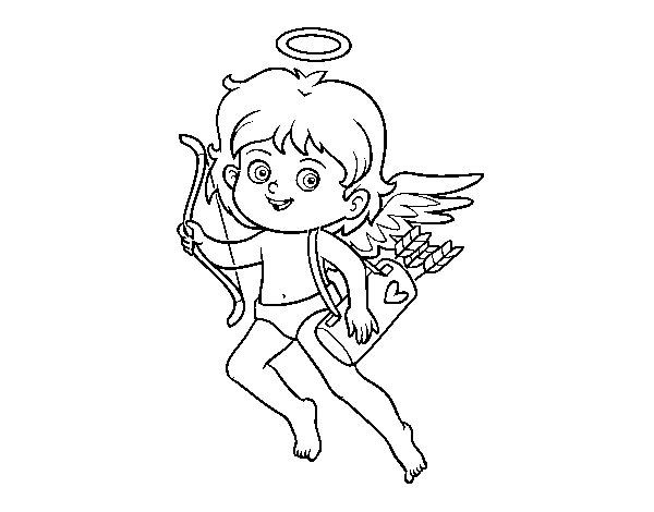 Disegno di Cupido con il suo arco magico da Colorare