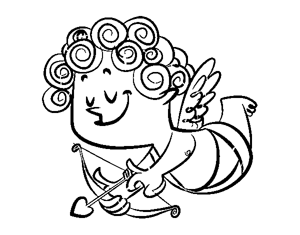Disegno di Cupido con riccioli da Colorare