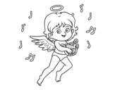 Dibujo de Cupido giocando arpa