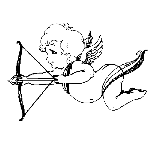 Disegno di Cupido in volo  da Colorare