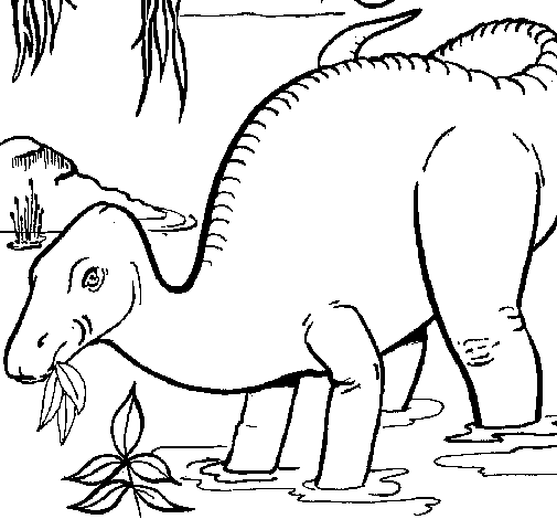 Disegno di Dinosauro che mangia  da Colorare