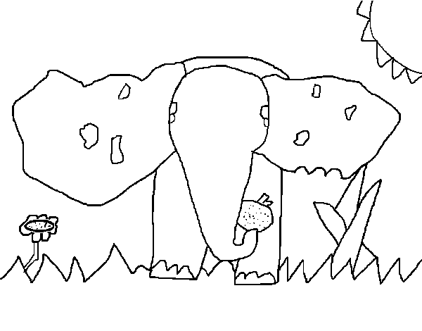 Disegno di Elefante che mangia da Colorare