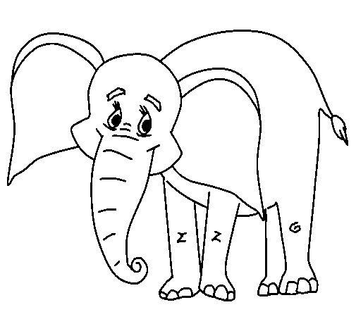 Disegno di Elefante felice  da Colorare