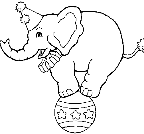 Disegno di Elefante sulla palla  da Colorare
