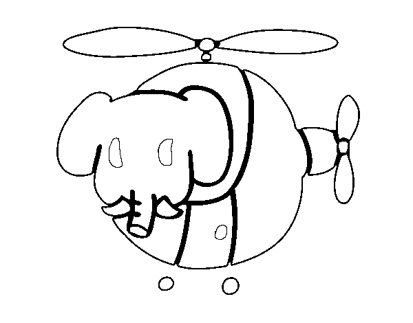 Disegno di Elicottero con elefante da Colorare