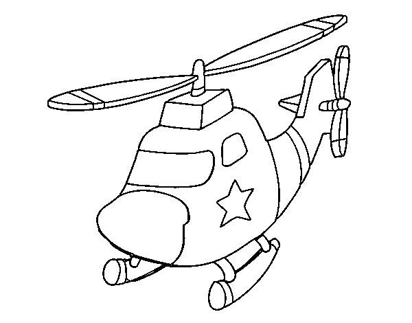 Disegno di Elicottero con una stella da Colorare