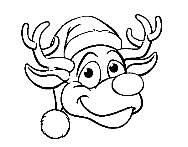 Disegno di Faccia di renna Rudolph da Colorare