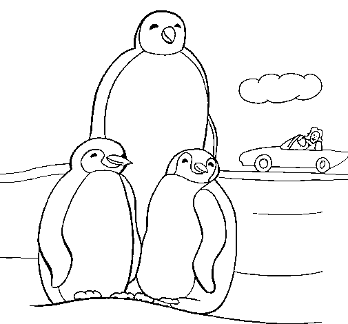 Disegno di Famiglia pinguino  da Colorare