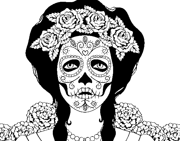 Disegno di Femmina teschio messicano da Colorare