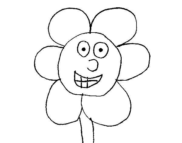 Disegno di Fiore sorridente da Colorare