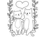 Disegno di Gattini innamorati da colorare