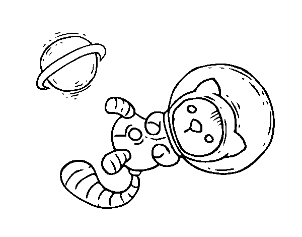 Disegno di Gattino astronauta da Colorare