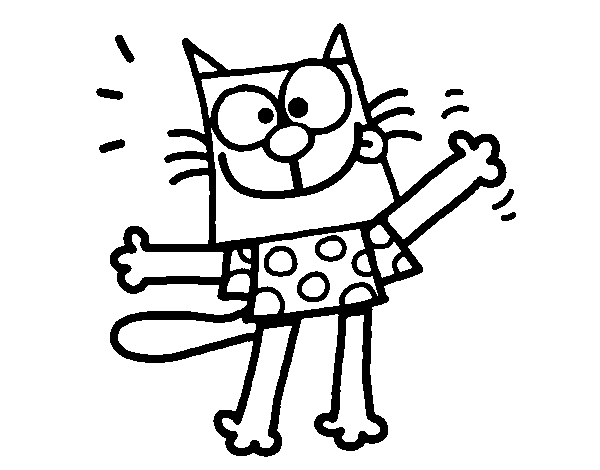 Disegno di Gatto con maglietta da Colorare